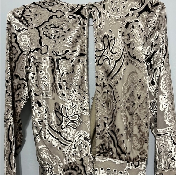 ASOS DESIGN bias cut drape mini dress wbutton detail in paisley velvet Sz 6 NWT - Picture 11 of 15